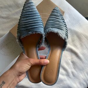 Urban Outfitters Blue Woven Leather Mules